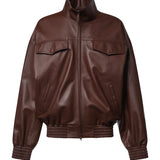 Bomber a collo alto in pelle A002I1 TUS112135 BALENCIAGA 
