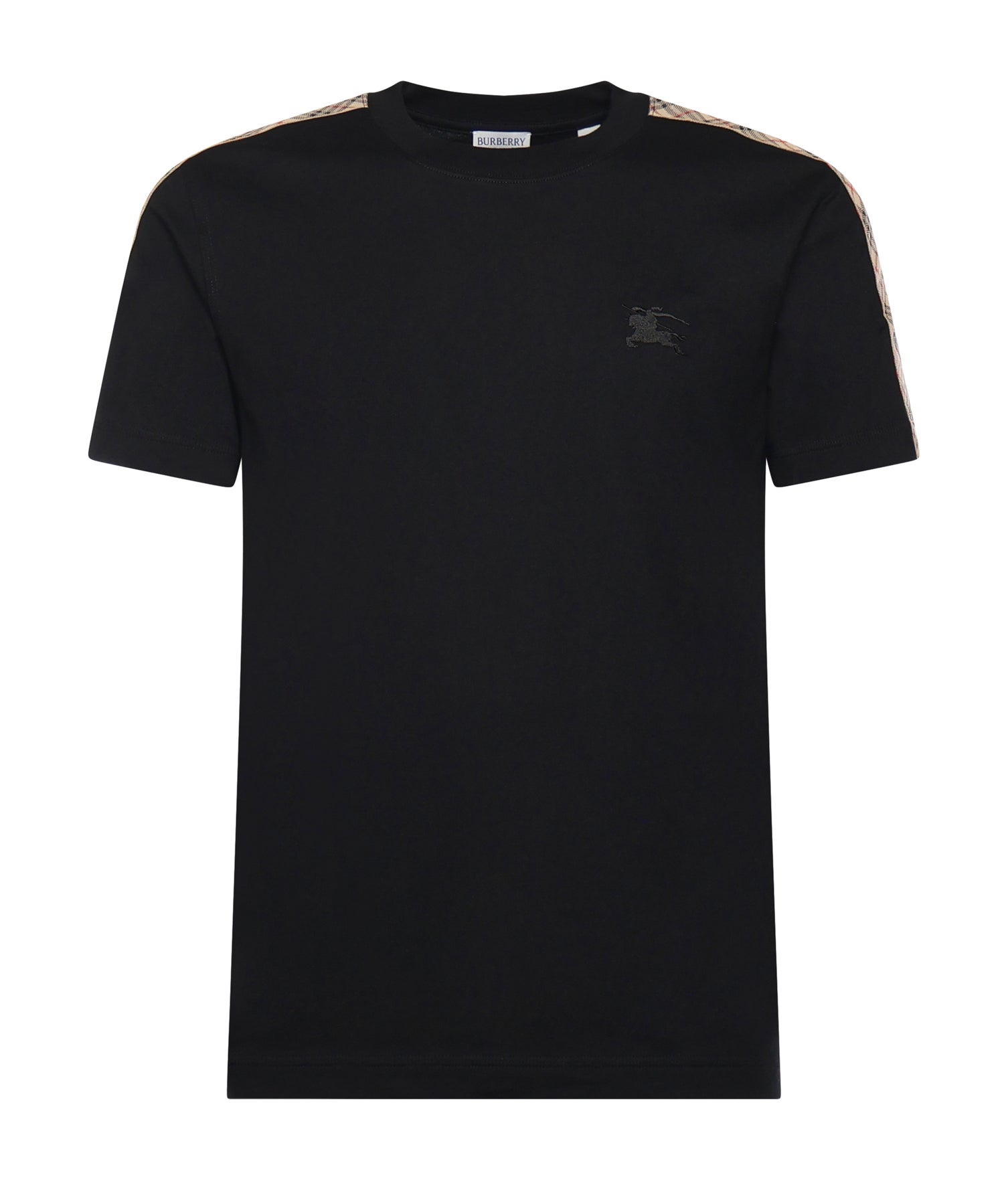 T-shirt in cotone con finiture Check 8106248 A1189 BURBERRY 