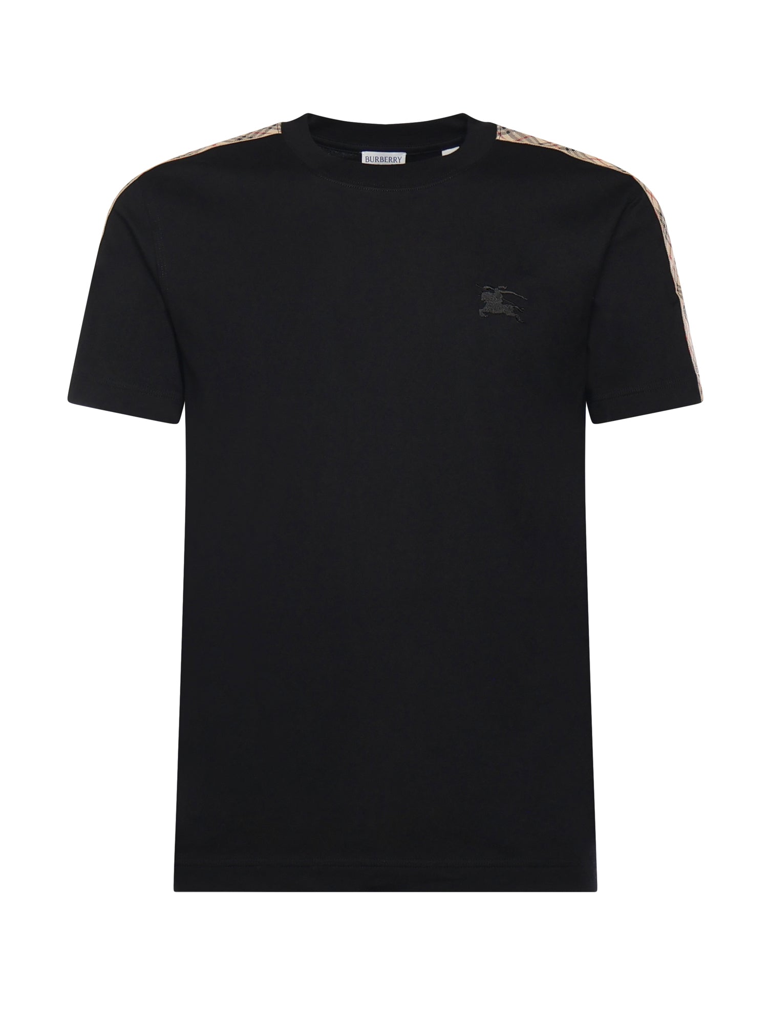 T-shirt in cotone con finiture Check 8106248 A1189 BURBERRY 