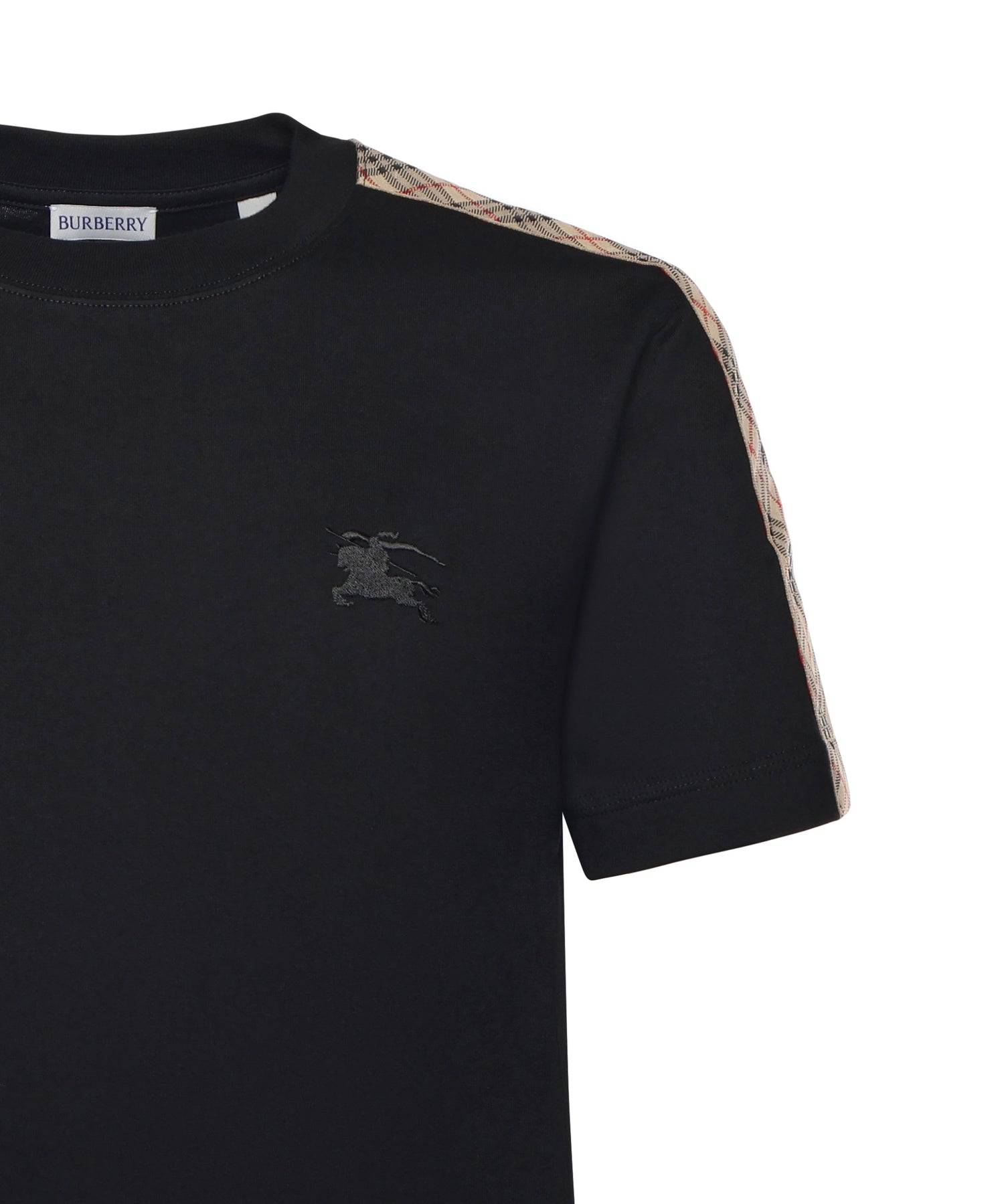 T-shirt in cotone con finiture Check 8106248 A1189 BURBERRY 