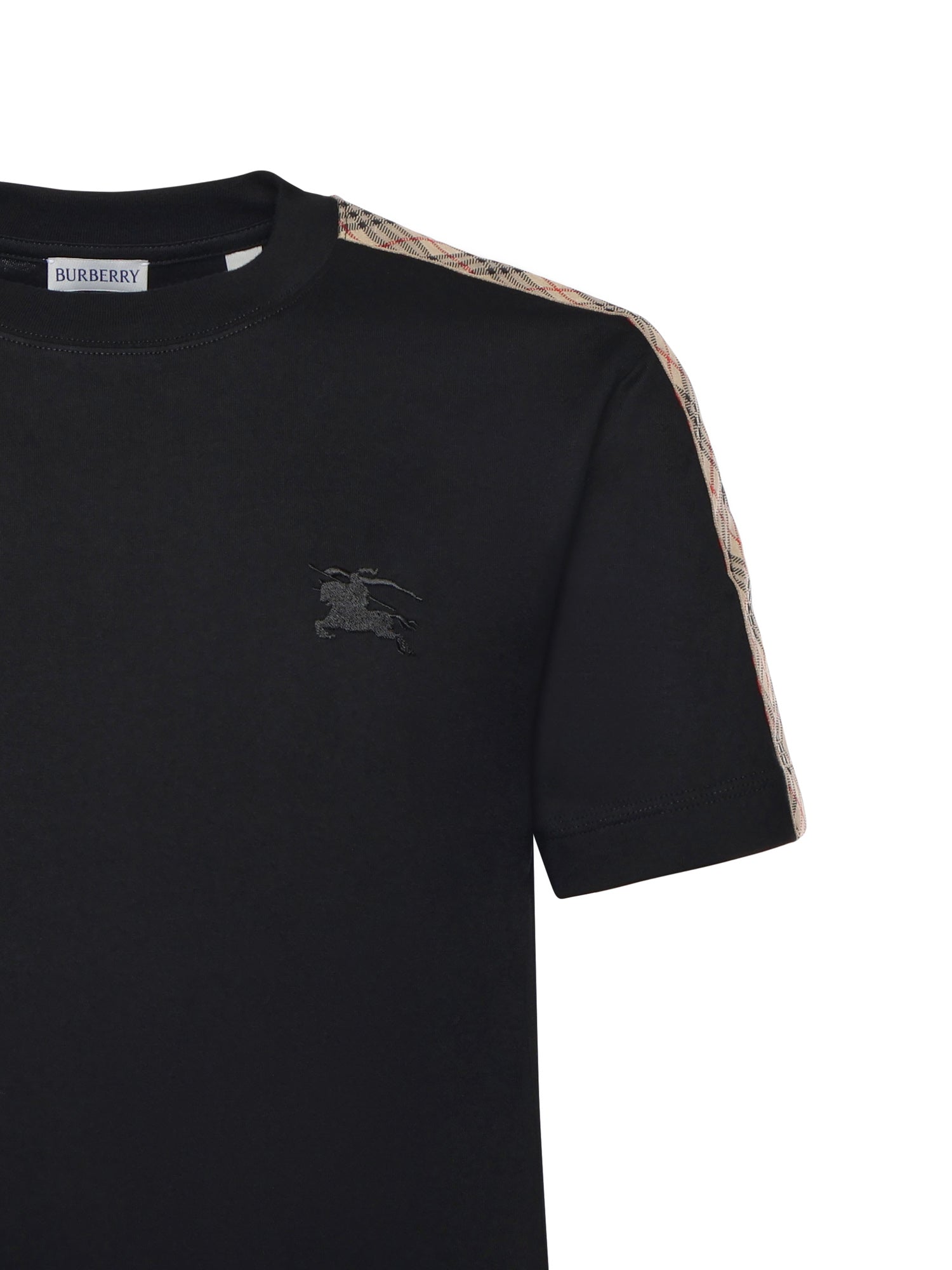 T-shirt in cotone con finiture Check 8106248 A1189 BURBERRY 