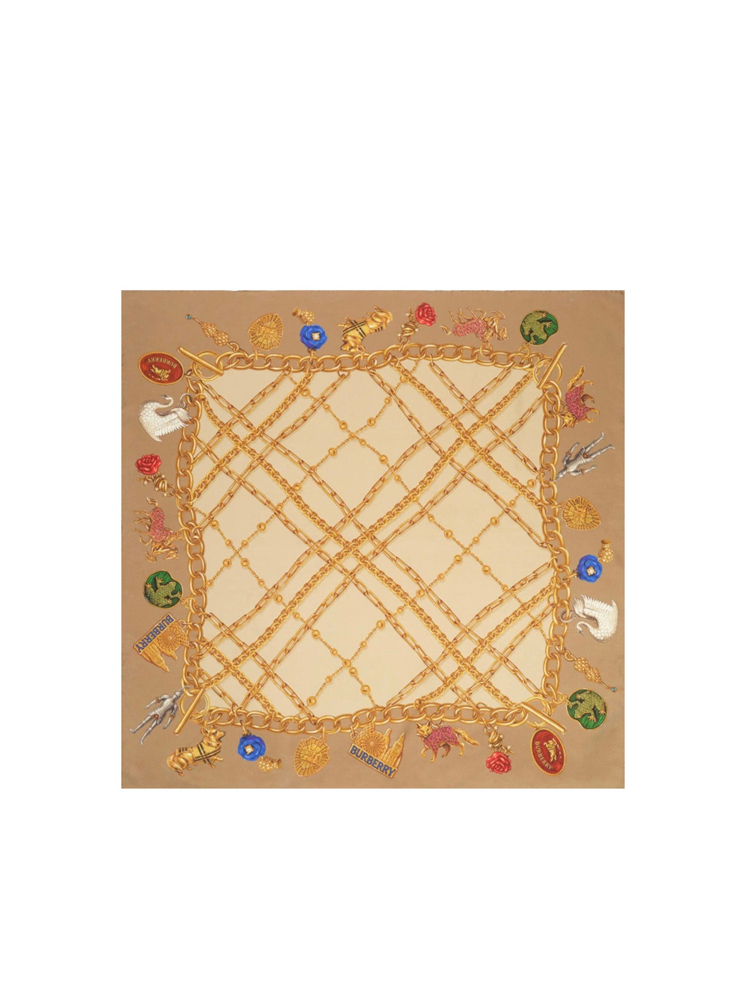 Foulard in seta con Check e charm 8126912 C5055 BURBERRY 