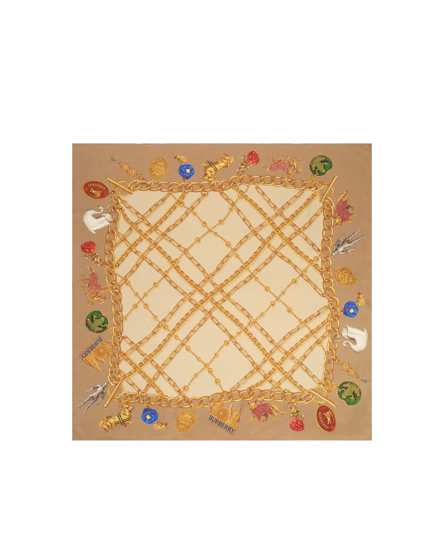 Foulard in seta con Check e charm 8126912 C5055 BURBERRY 