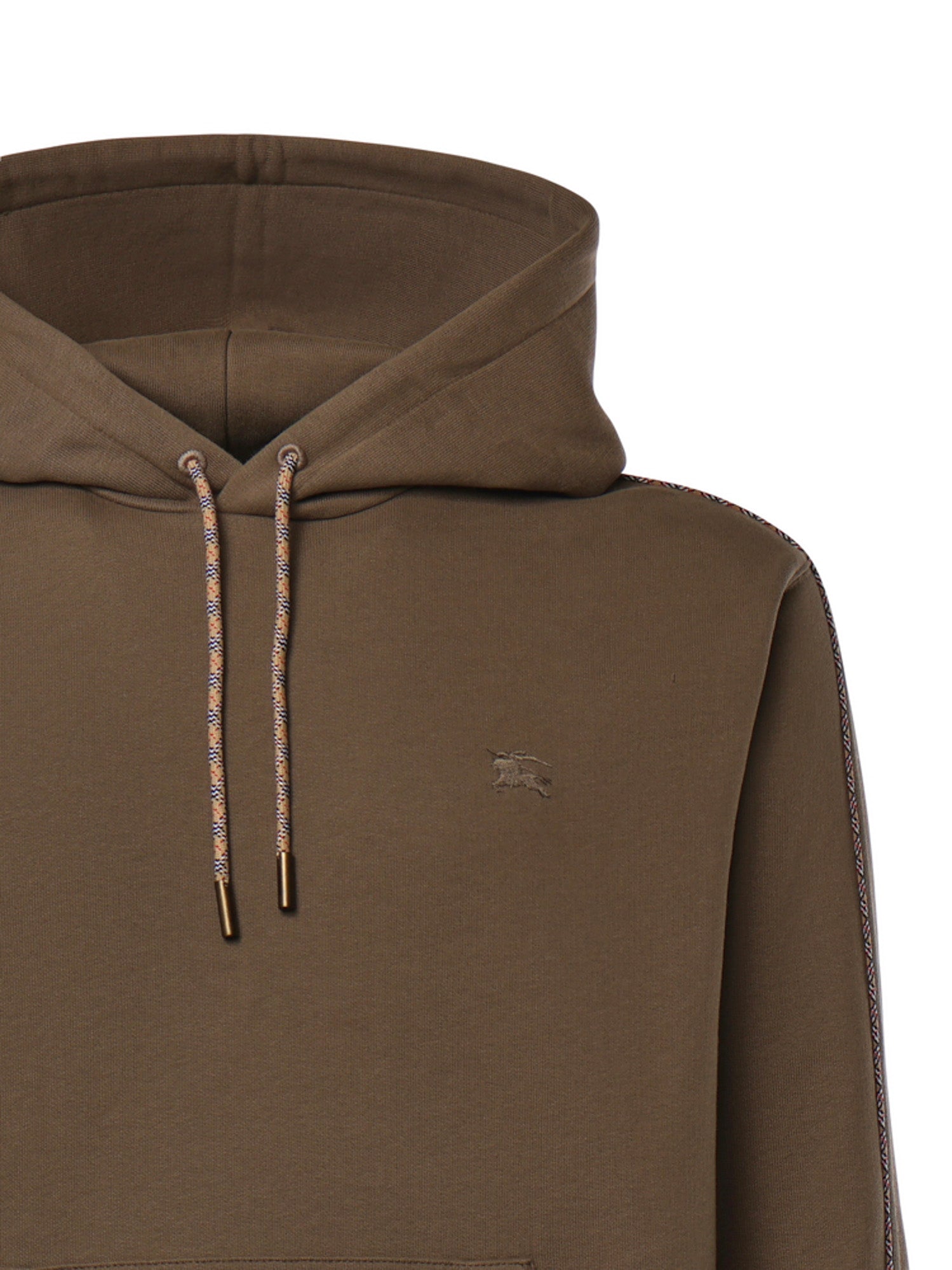 Felpa in cotone con profili Check e cappuccio 8127603 C5319 BURBERRY 
