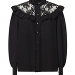 Blusa con volant in crêpe de chine e pizzo CH26AHT40005 001 CHLOÉ 