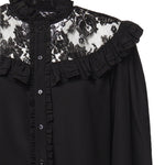 Blusa con volant in crêpe de chine e pizzo CH26AHT40005 001 CHLOÉ 
