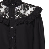 Blusa con volant in crêpe de chine e pizzo CH26AHT40005 001 CHLOÉ 