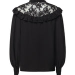 Blusa con volant in crêpe de chine e pizzo CH26AHT40005 001 CHLOÉ 