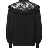 Blusa con volant in crêpe de chine e pizzo CH26AHT40005 001 CHLOÉ 