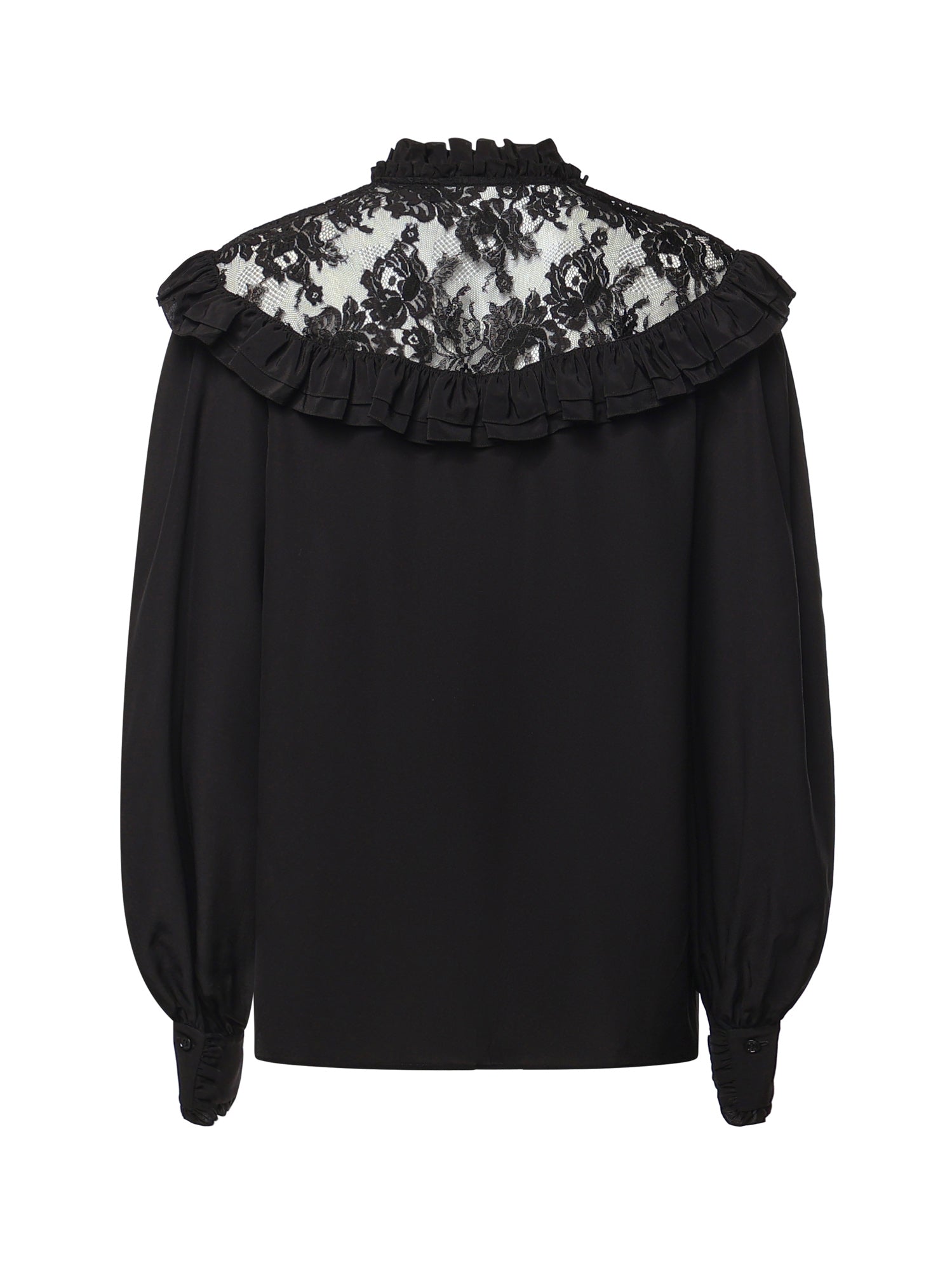 Blusa con volant in crêpe de chine e pizzo CH26AHT40005 001 CHLOÉ 