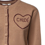 Cardigan in maglia di lana e cashmere con logo CH26AMC15710 218 CHLOÉ 