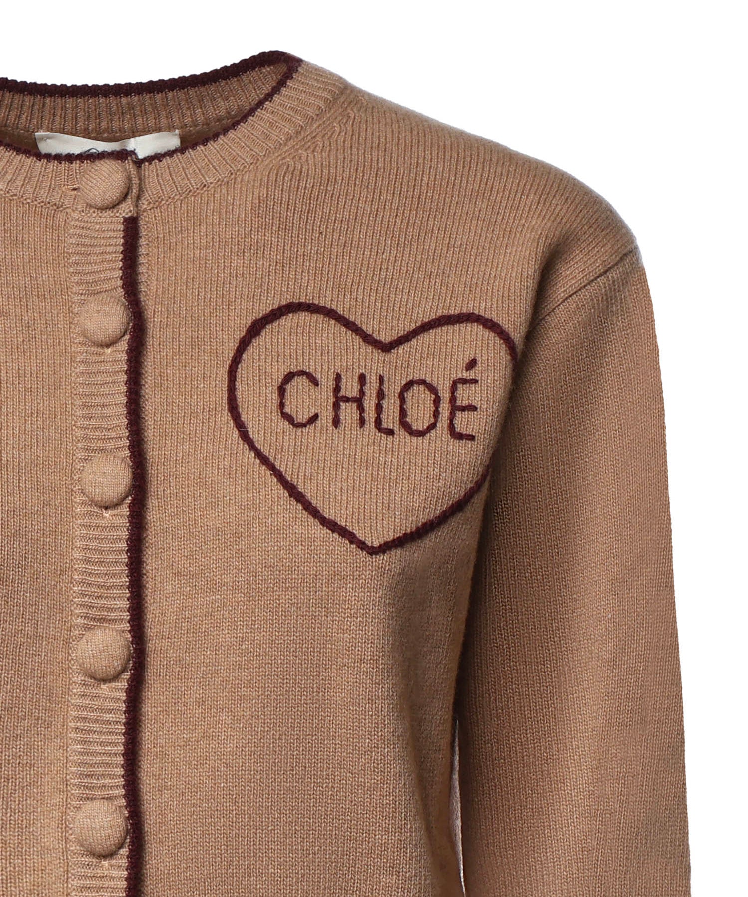 Cardigan in maglia di lana e cashmere con logo CH26AMC15710 218 CHLOÉ 