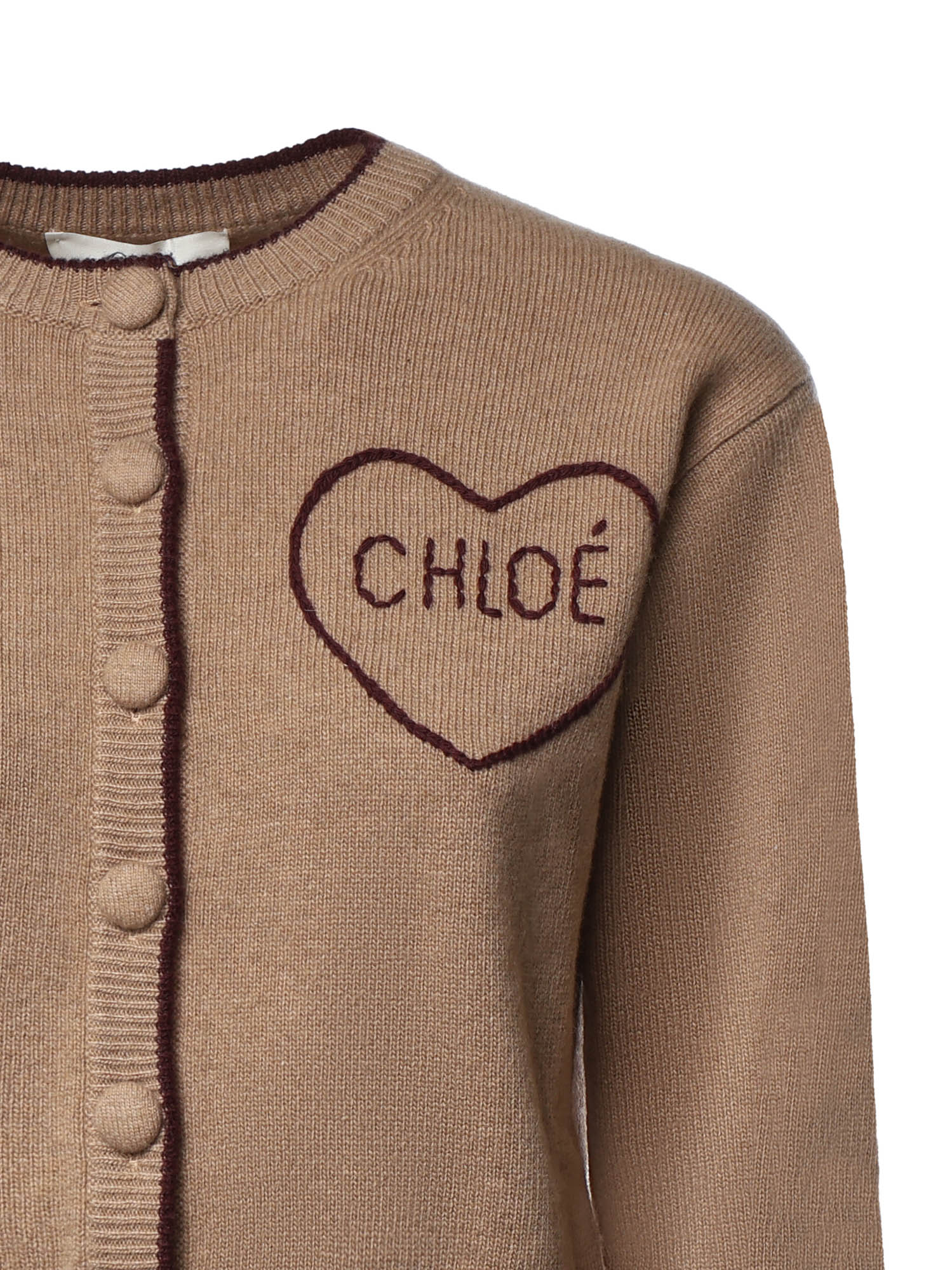 Cardigan in maglia di lana e cashmere con logo CH26AMC15710 218 CHLOÉ 
