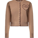Cardigan in maglia di lana e cashmere con logo CH26AMC15710 218 CHLOÉ 