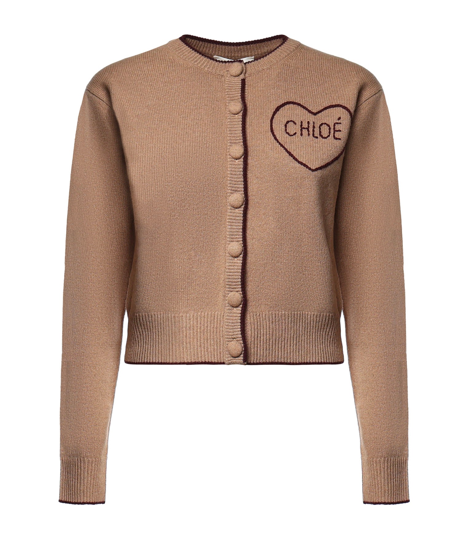 Cardigan in maglia di lana e cashmere con logo CH26AMC15710 218 CHLOÉ 