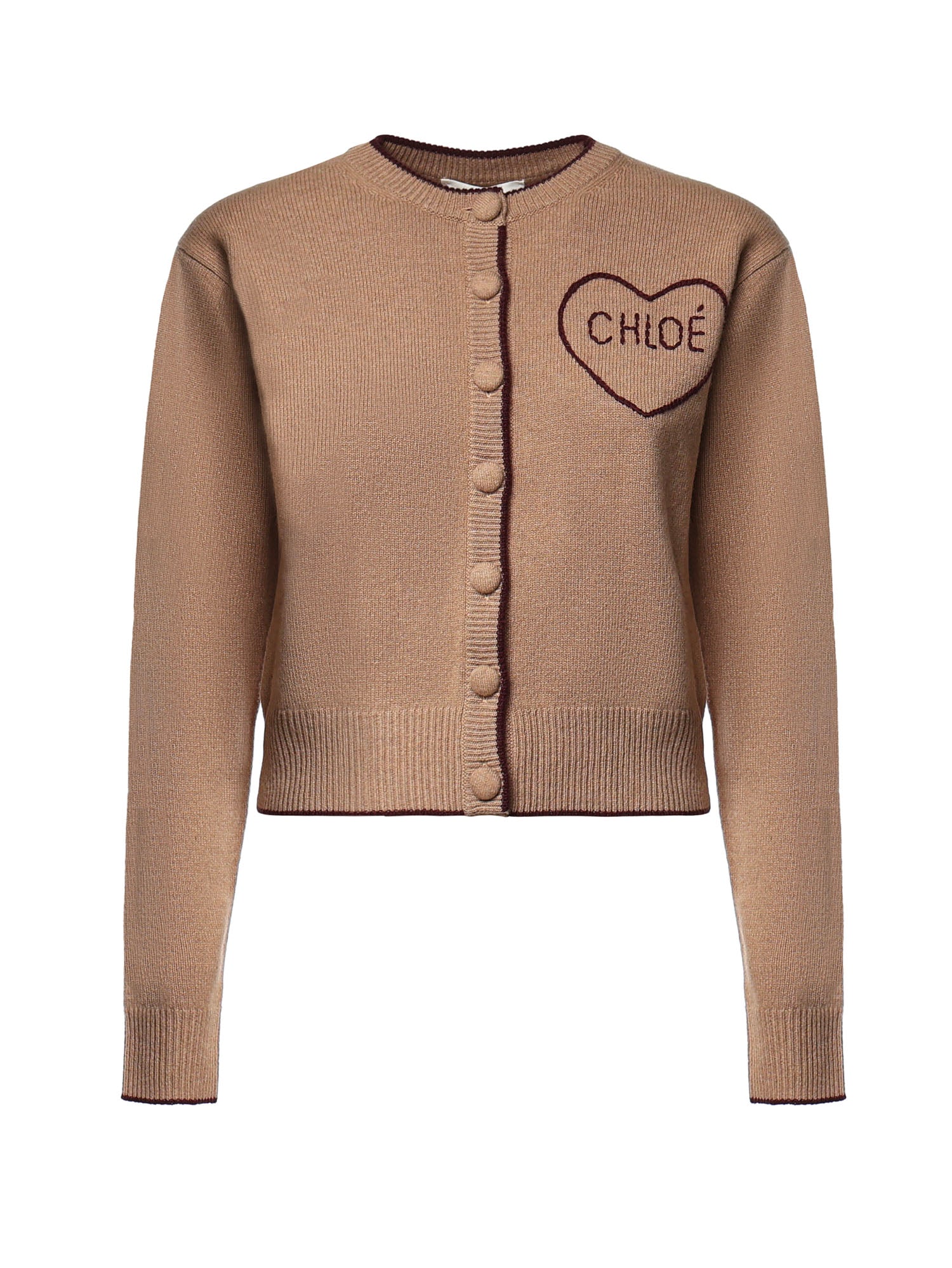 Cardigan in maglia di lana e cashmere con logo CH26AMC15710 218 CHLOÉ 