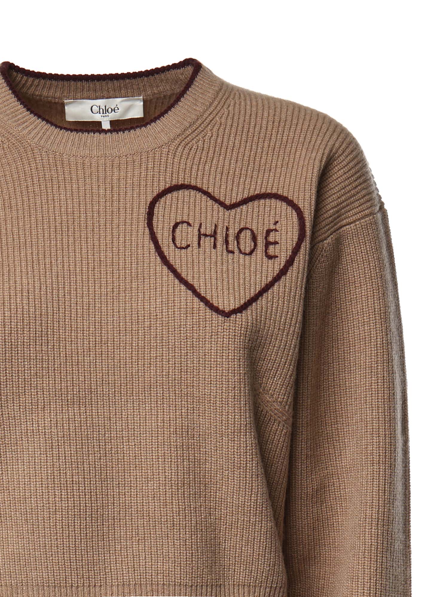 Pullover in maglia di lana e cashmere con logo CH26AMP41710 218 CHLOÉ 