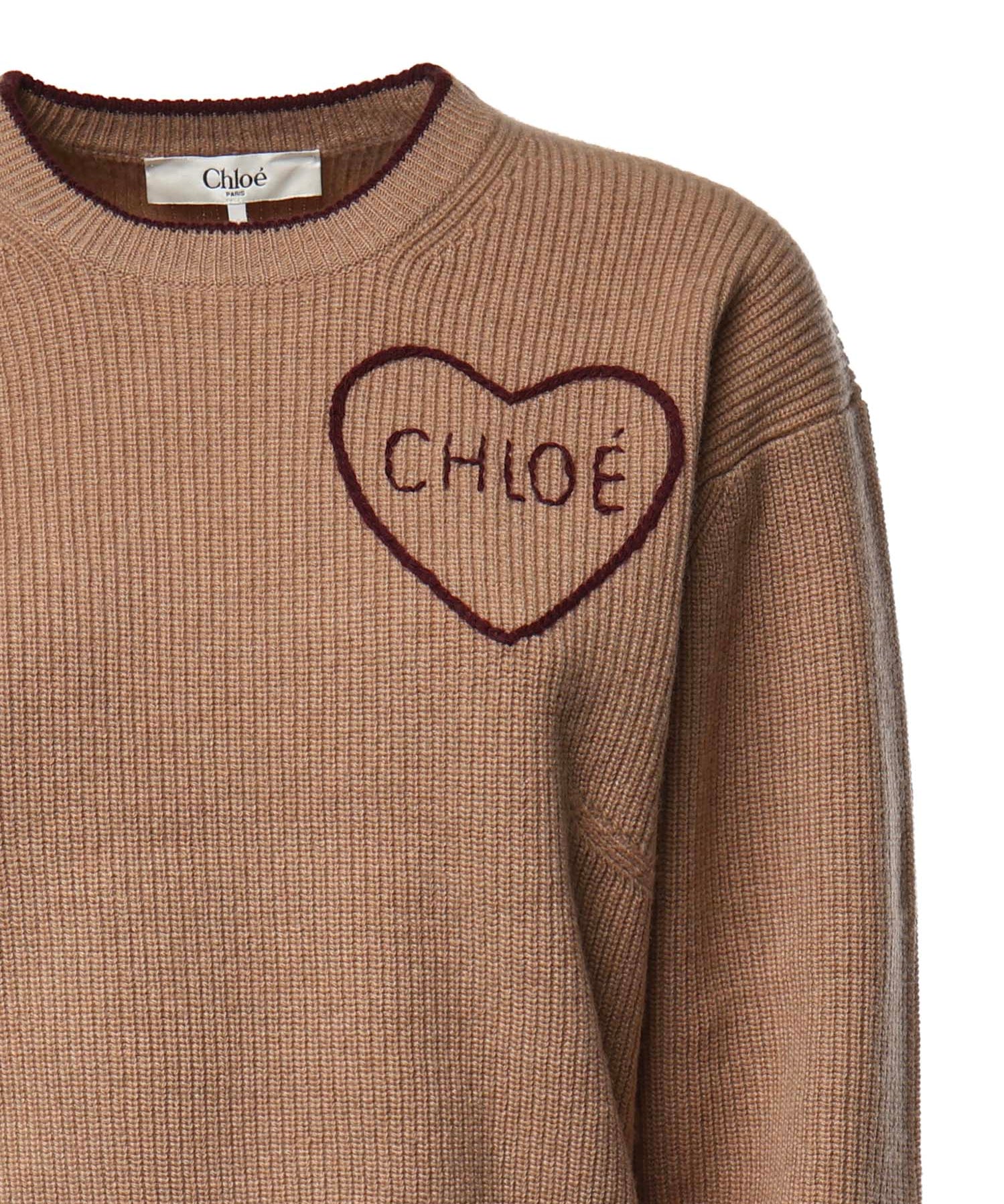 Pullover in maglia di lana e cashmere con logo CH26AMP41710 218 CHLOÉ 
