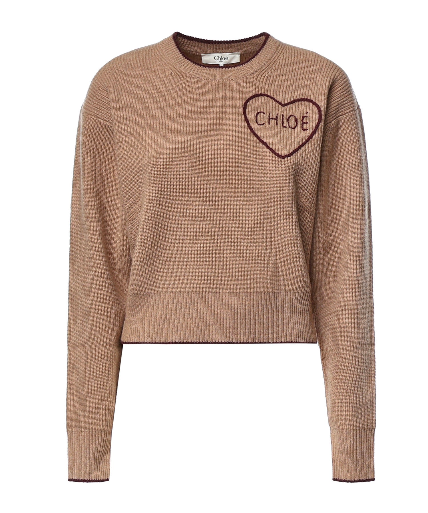 Pullover in maglia di lana e cashmere con logo CH26AMP41710 218 CHLOÉ 