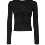 Top Open Twist in maglia a coste 22041043 BLACK CHRISTOPHER ESBER 