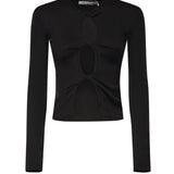 Top Open Twist in maglia a coste 22041043 BLACK CHRISTOPHER ESBER 