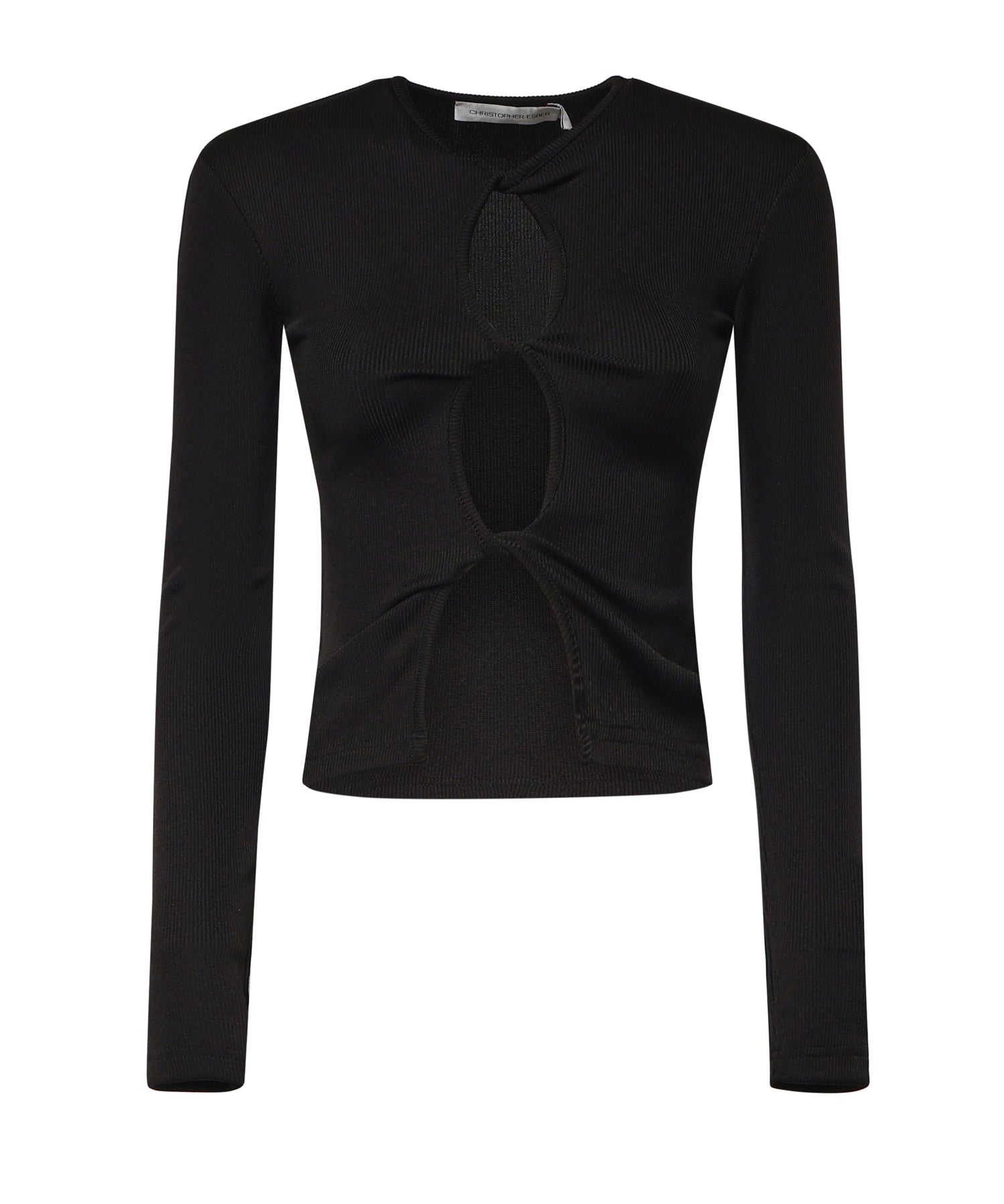 Top Open Twist in maglia a coste 22041043 BLACK CHRISTOPHER ESBER 