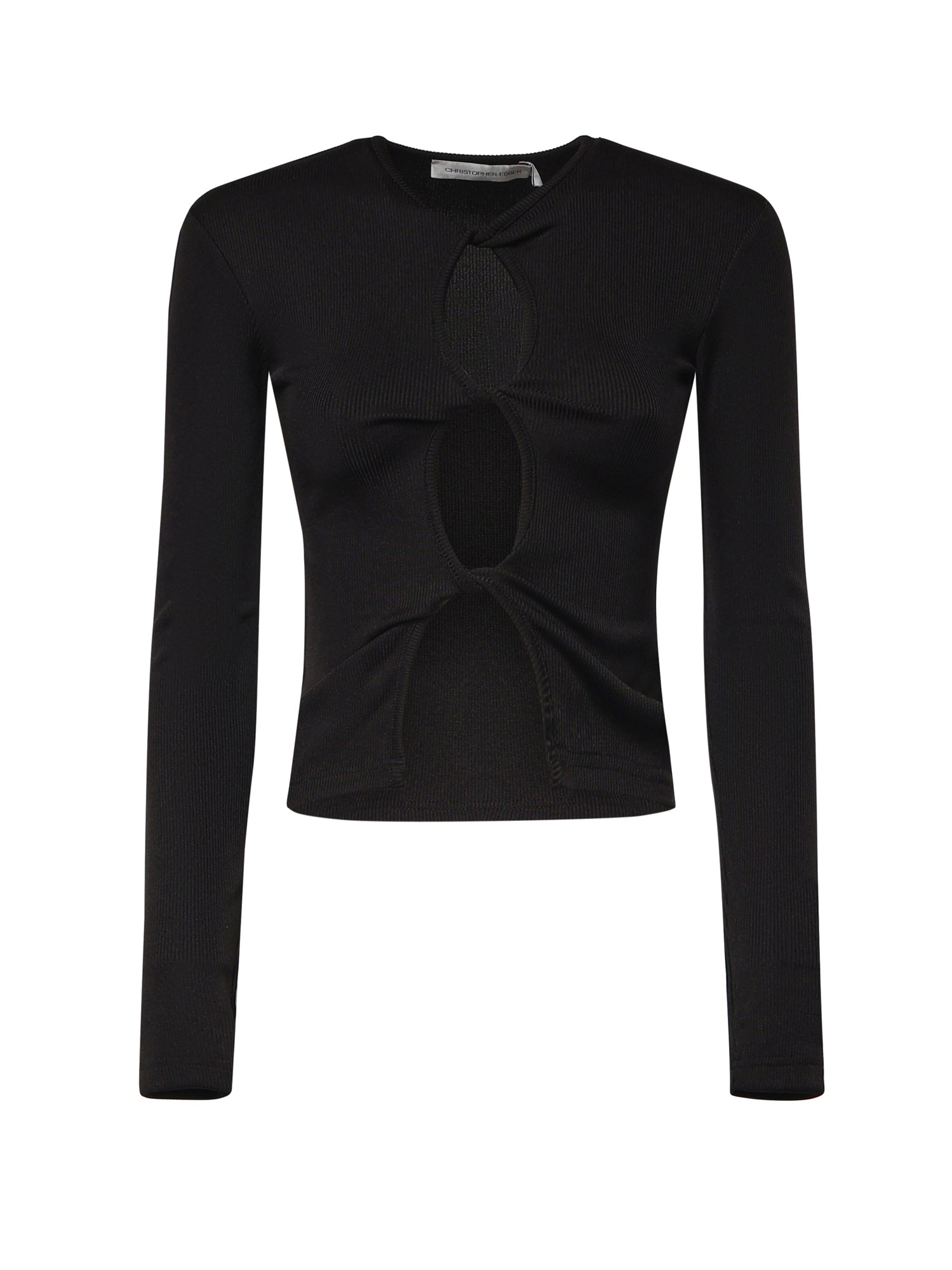Top Open Twist in maglia a coste 22041043 BLACK CHRISTOPHER ESBER 