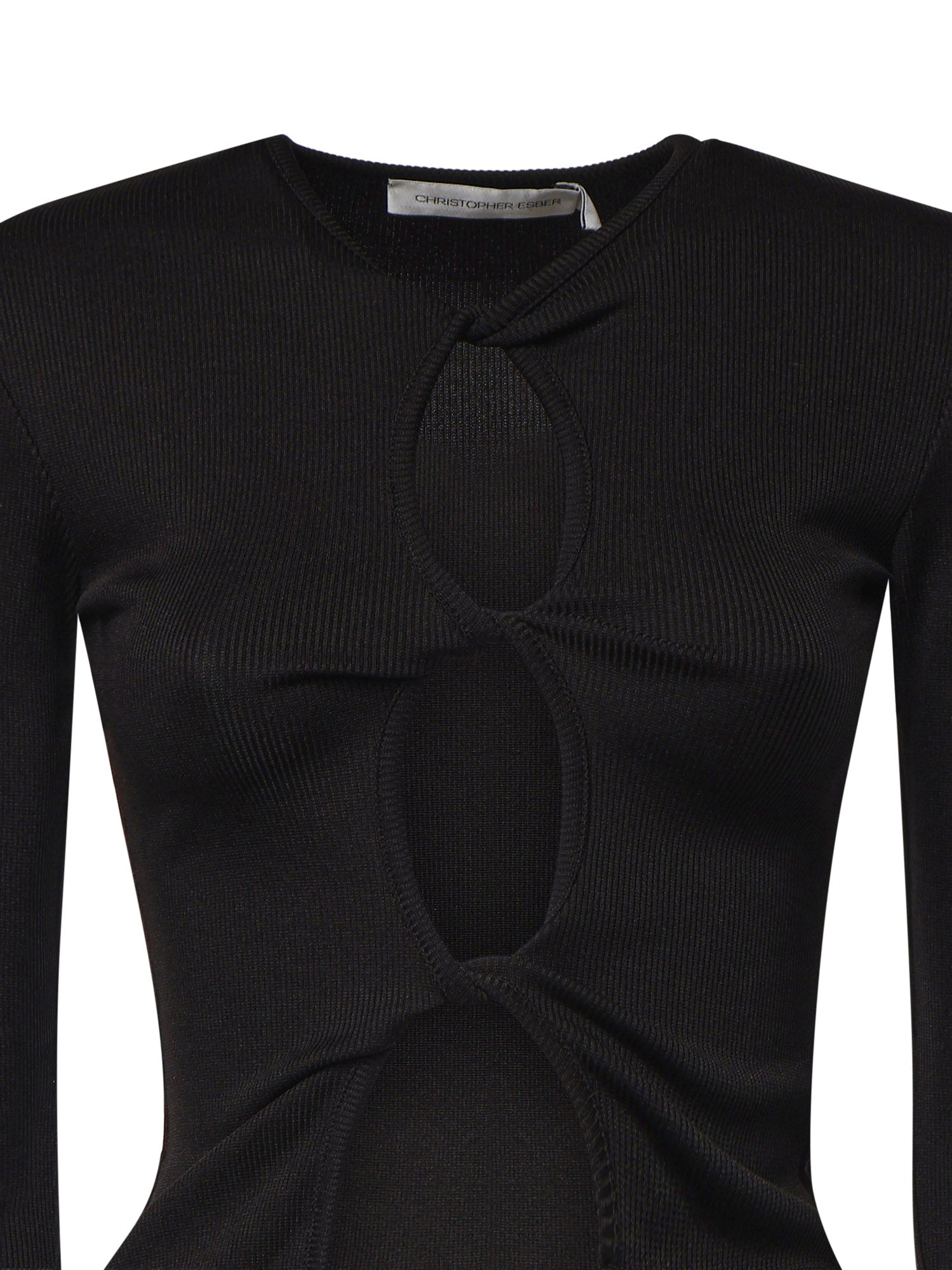Top Open Twist in maglia a coste 22041043 BLACK CHRISTOPHER ESBER 