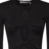 Top Open Twist in maglia a coste 22041043 BLACK CHRISTOPHER ESBER 