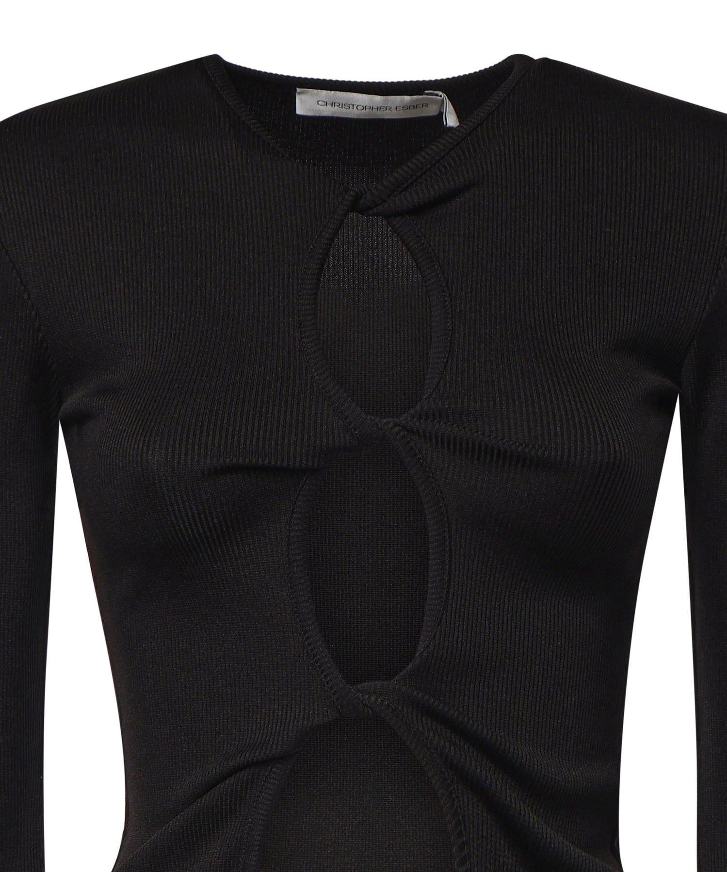 Top Open Twist in maglia a coste 22041043 BLACK CHRISTOPHER ESBER 