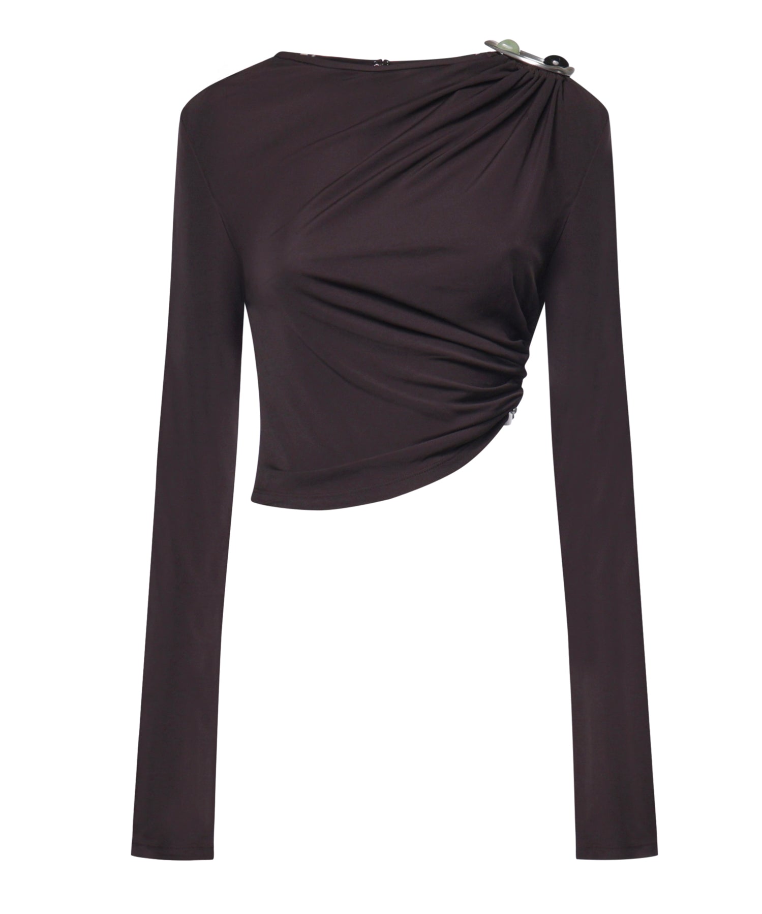 Top cropped Orica in jersey con cristalli 26031993 MOLASSES CHRISTOPHER ESBER 