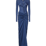 Abito lungo in jersey cut-out 26033779 MINERAL BLUE CHRISTOPHER ESBER 