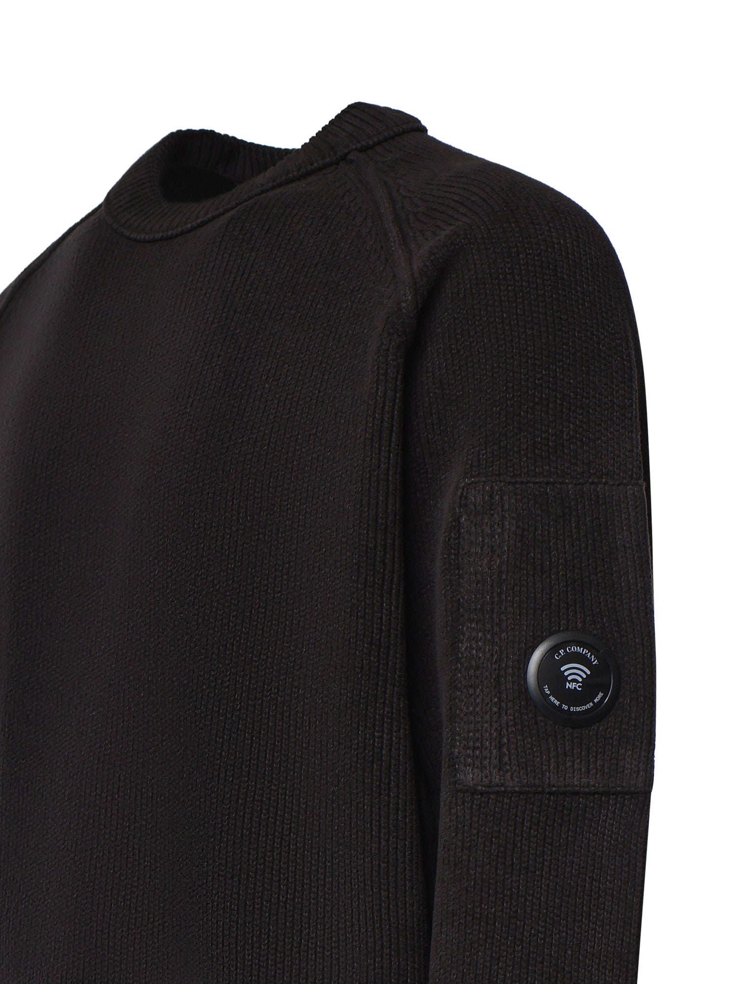 Pullover in cotone ciniglia con logo<BR/> 21CMKN196A 005558G999 C.P. COMPANY 