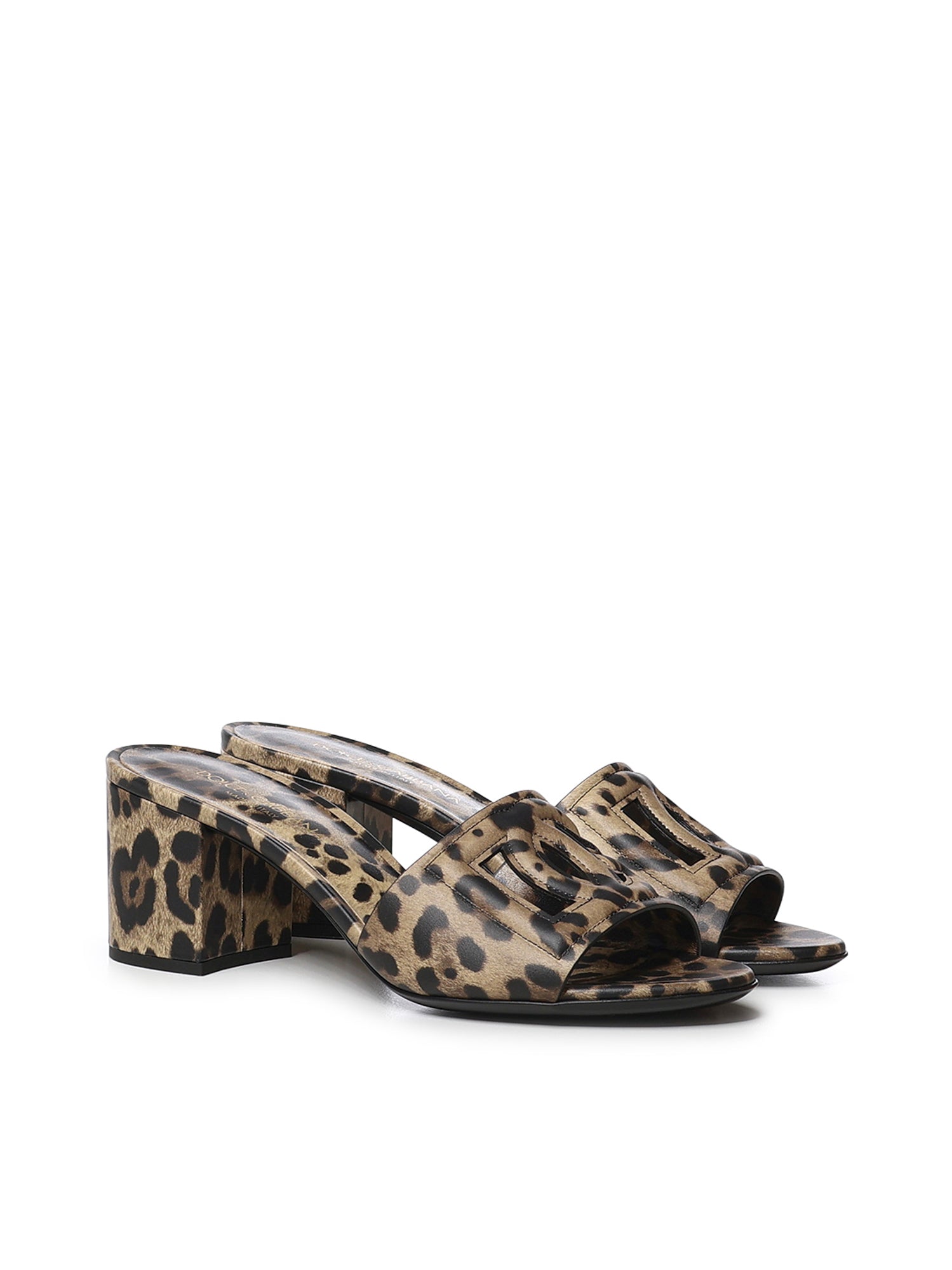 Mules in pelle con stampa leopardata CR1996 A0426HY13M DOLCE & GABBANA 