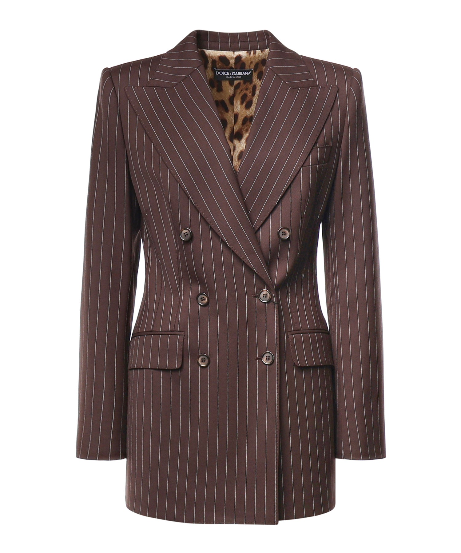 Giacca doppiopetto gessato in lana F29QFT GDD1HS8053 DOLCE & GABBANA 