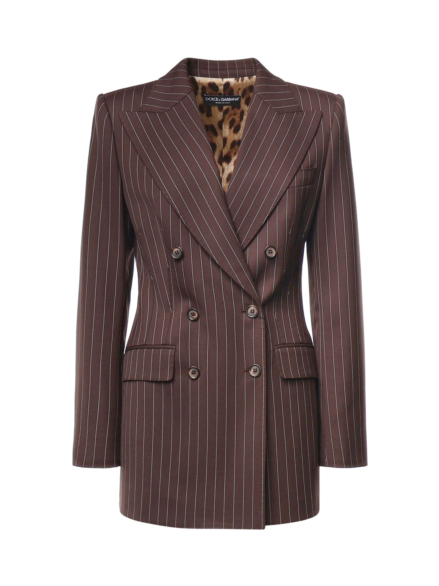 Giacca doppiopetto gessato in lana F29QFT GDD1HS8053 DOLCE & GABBANA 