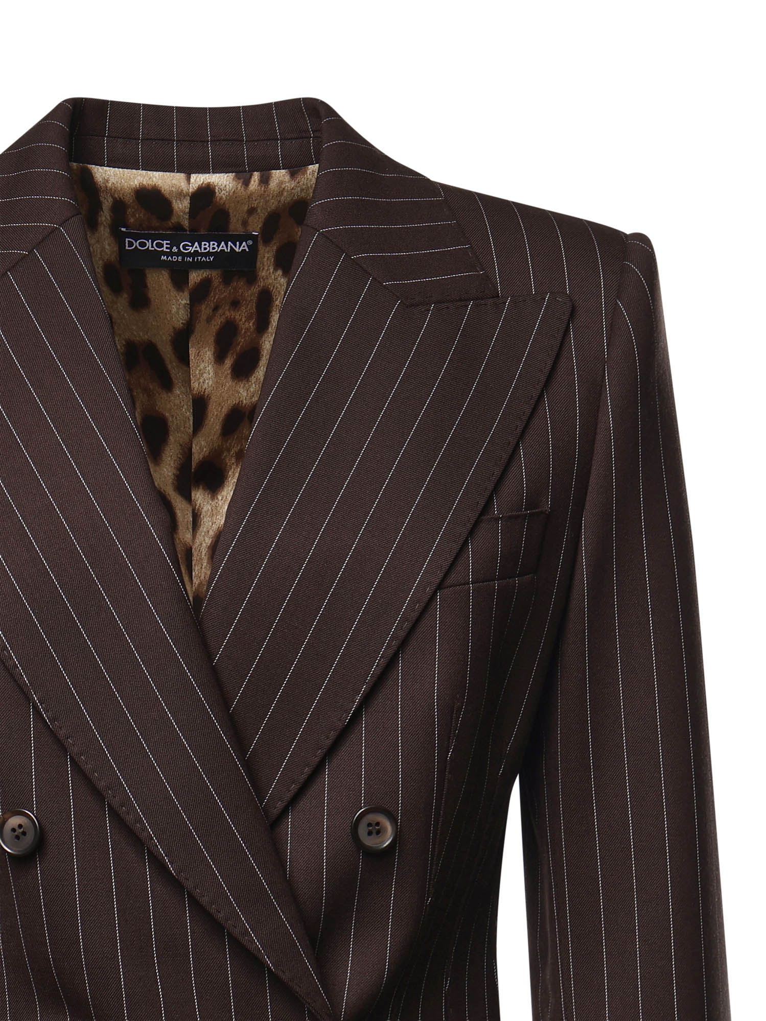 Giacca doppiopetto gessato in lana F29QFT GDD1HS8053 DOLCE & GABBANA 