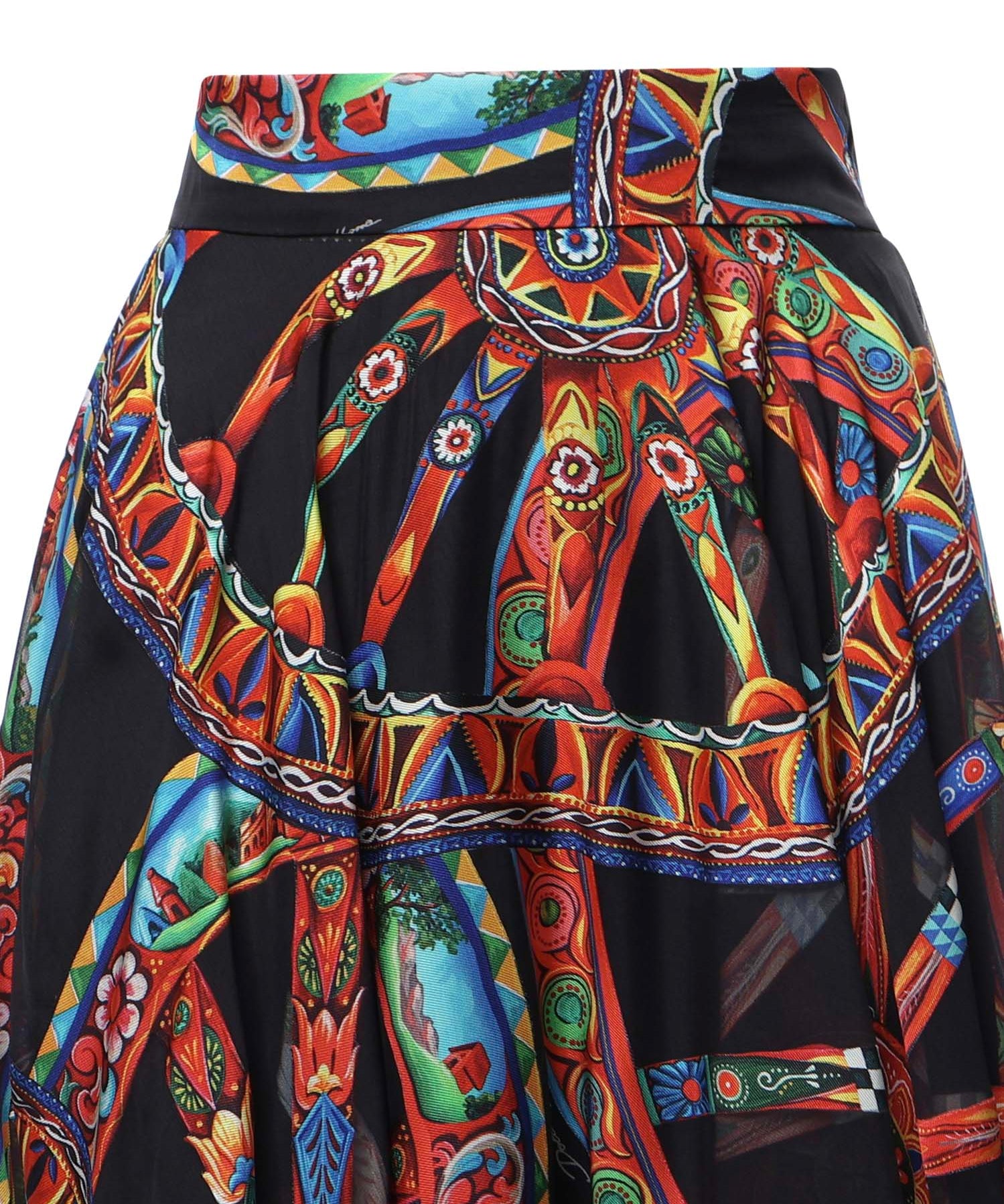 Gonna a ruota in twill devoré stampa Carretto F4CSOT FSTB5HN6FN DOLCE & GABBANA 