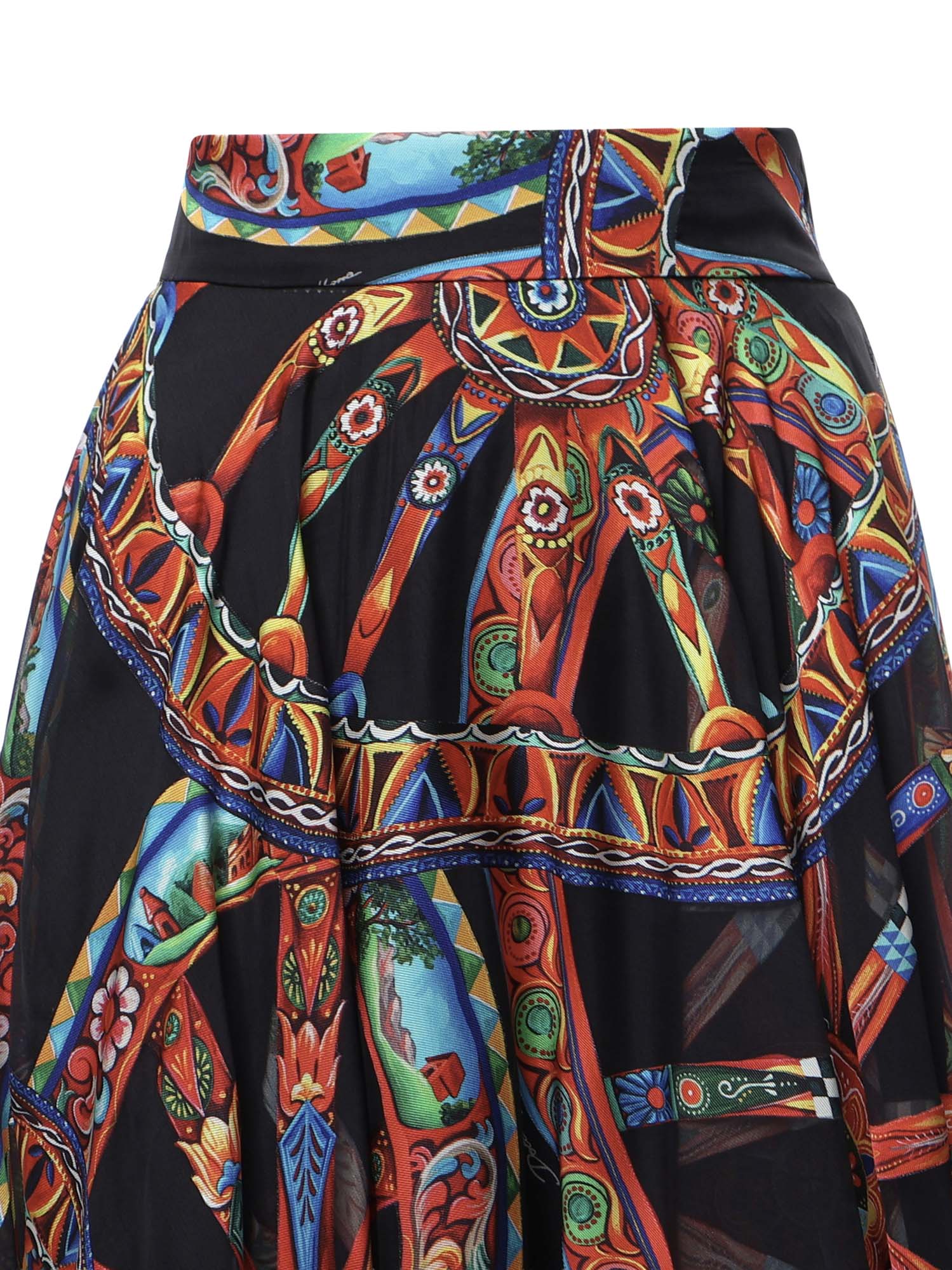 Gonna a ruota in twill devoré stampa Carretto F4CSOT FSTB5HN6FN DOLCE & GABBANA 