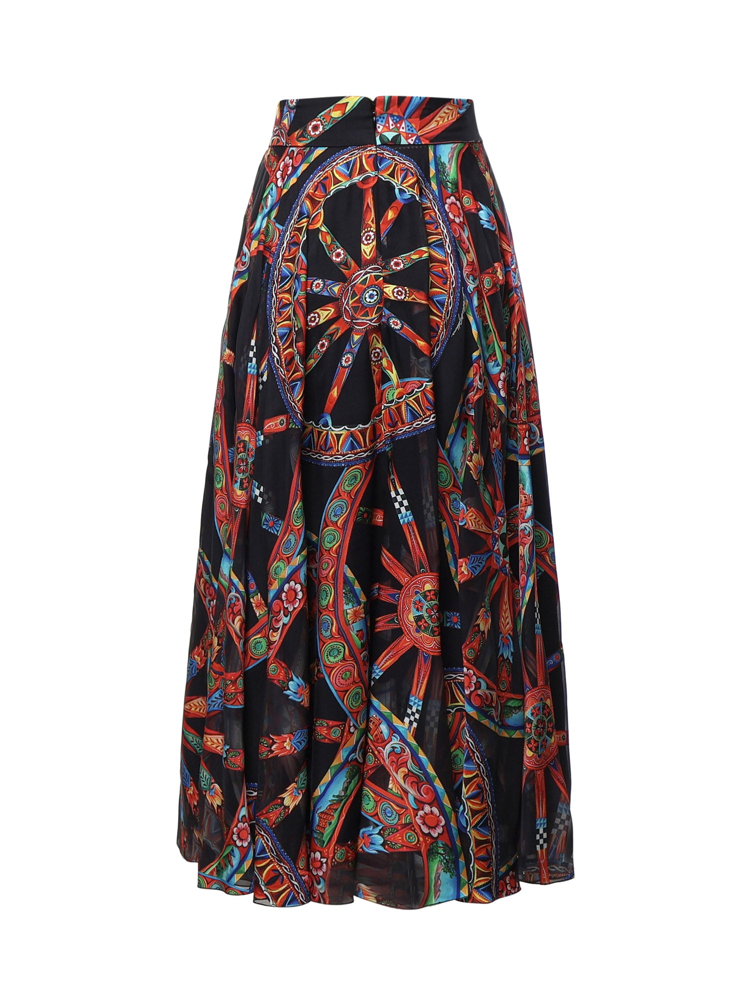 Gonna a ruota in twill devoré stampa Carretto F4CSOT FSTB5HN6FN DOLCE & GABBANA 