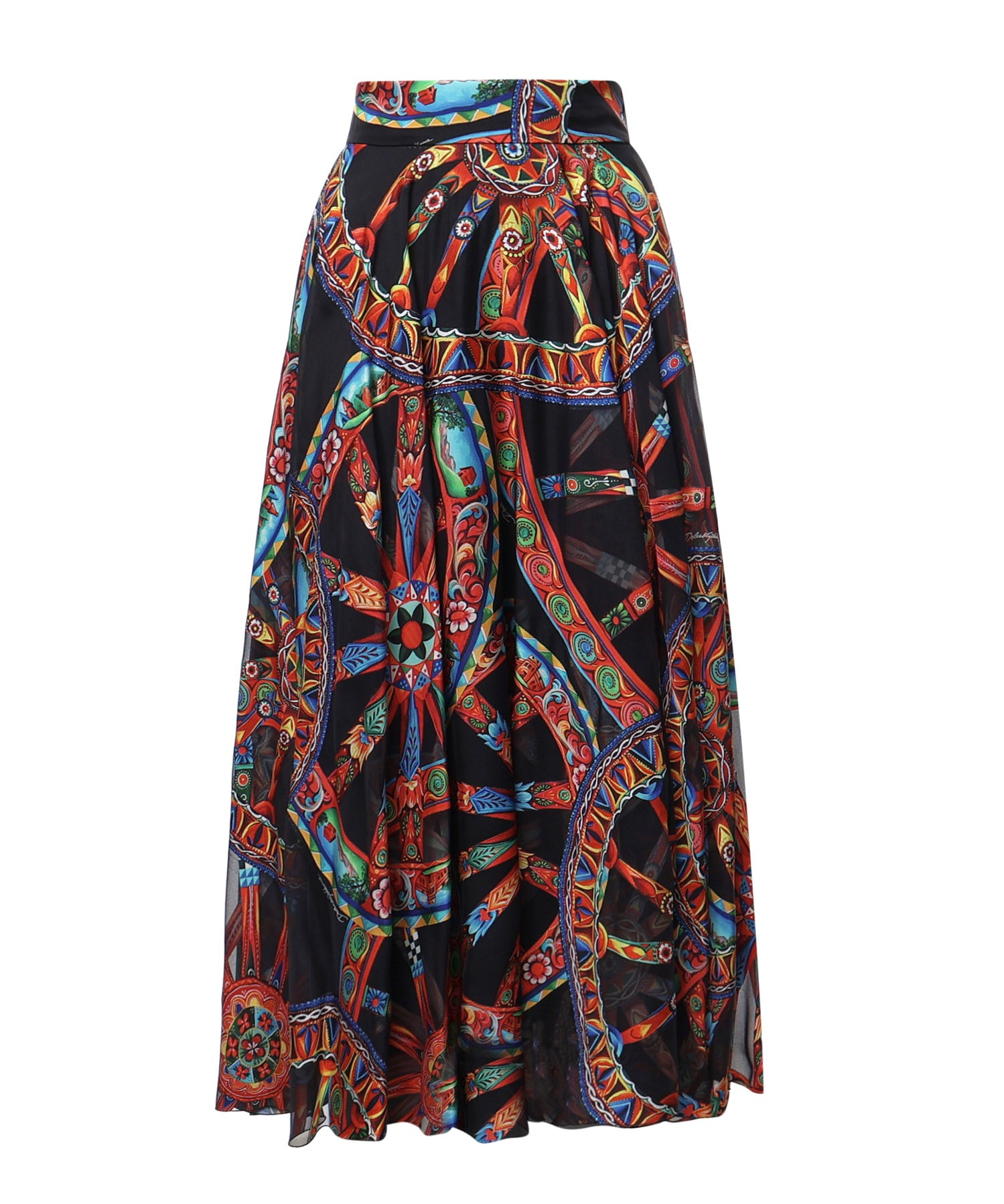 Gonna a ruota in twill devoré stampa Carretto F4CSOT FSTB5HN6FN DOLCE & GABBANA 