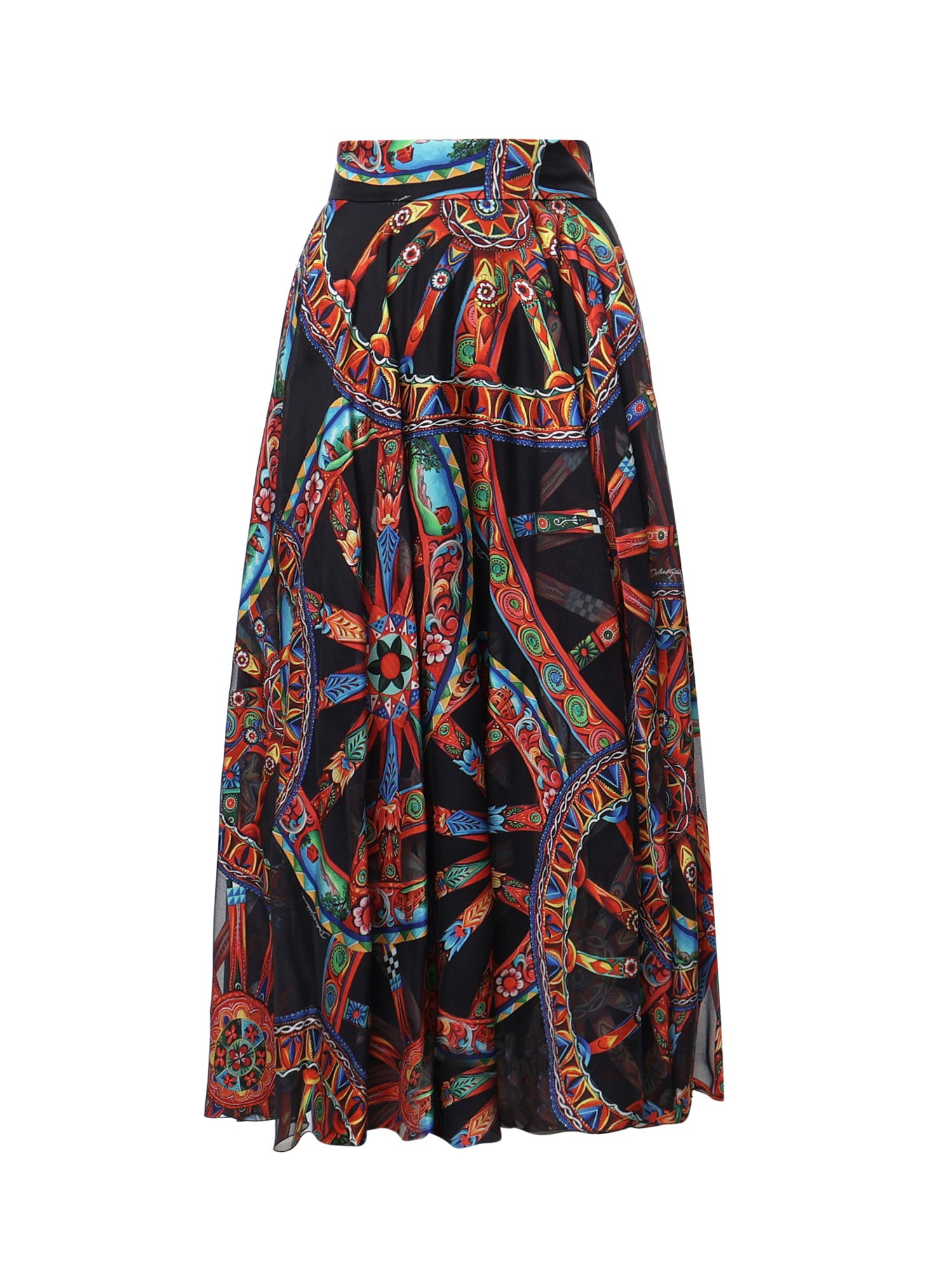 Gonna a ruota in twill devoré stampa Carretto F4CSOT FSTB5HN6FN DOLCE & GABBANA 