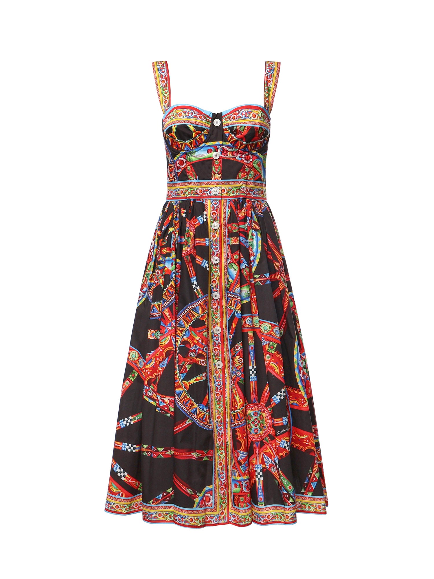 Abito lungo in popeline stampa Carretto F615YT GDDTFS9000 DOLCE & GABBANA 