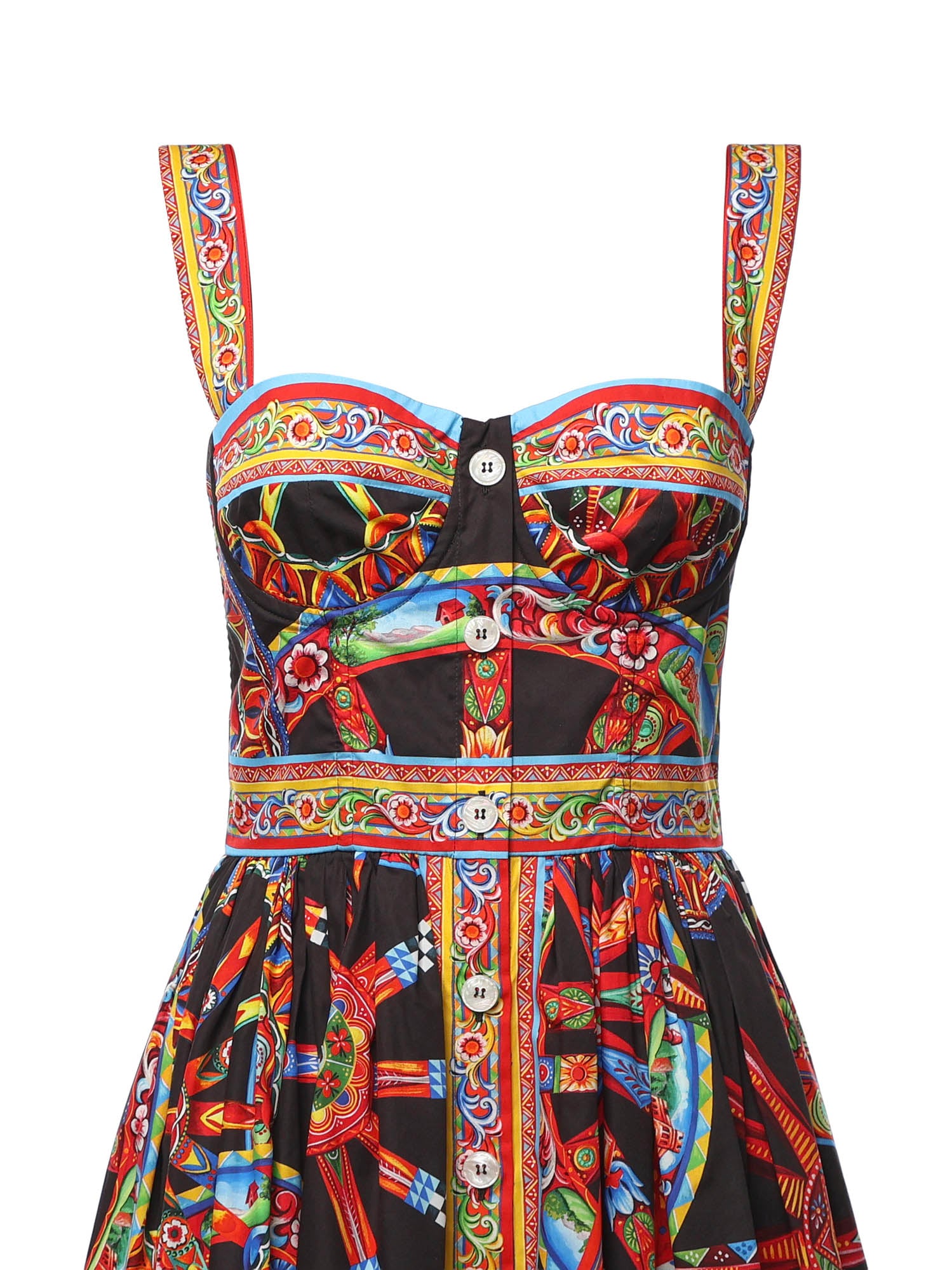 Abito lungo in popeline stampa Carretto F615YT GDDTFS9000 DOLCE & GABBANA 