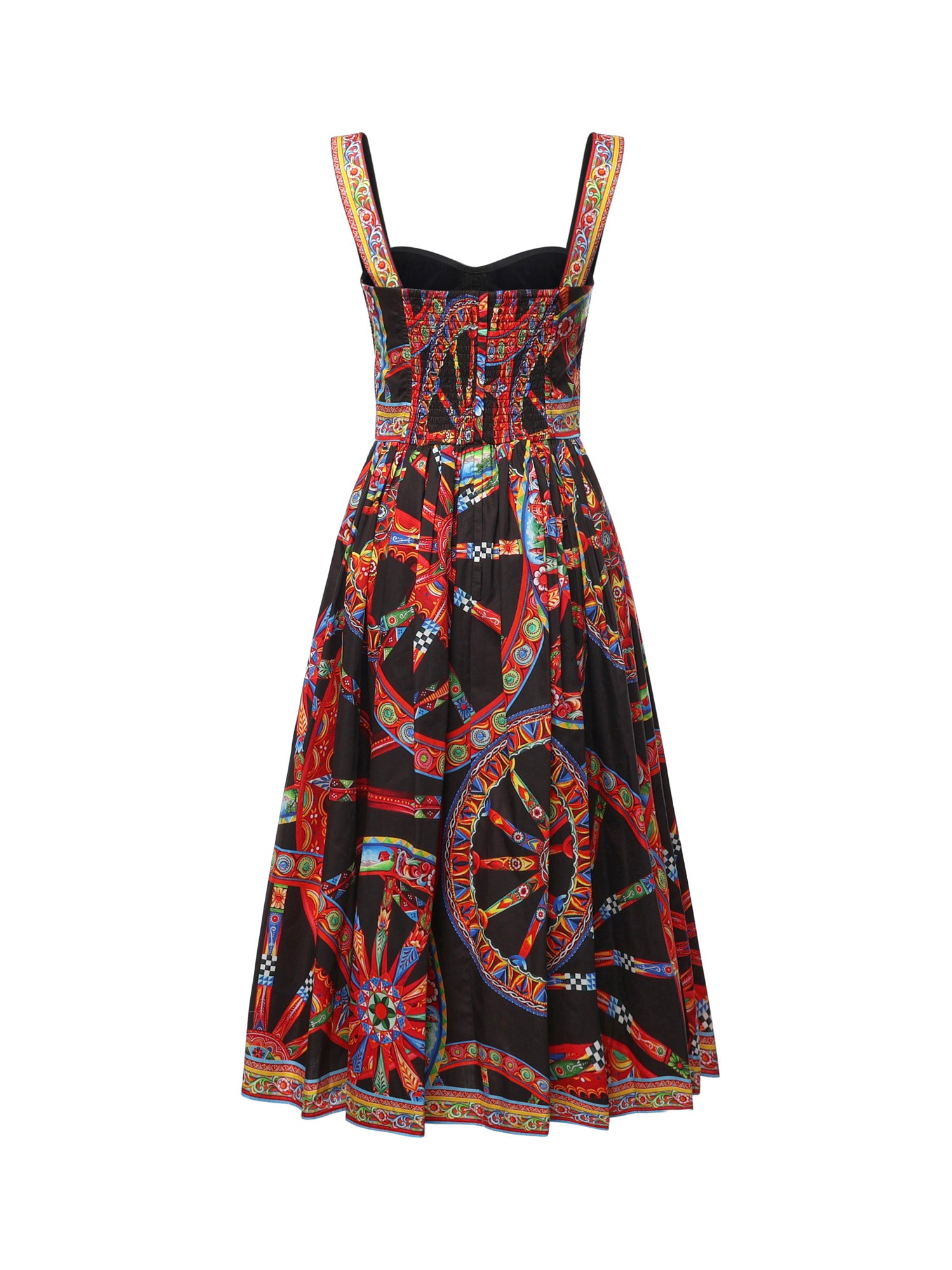 Abito lungo in popeline stampa Carretto F615YT GDDTFS9000 DOLCE & GABBANA 
