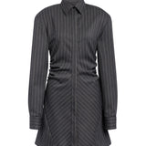 Miniabito chemisier in fresco di lana gessato DA569 ES0080D903 DONDUP 