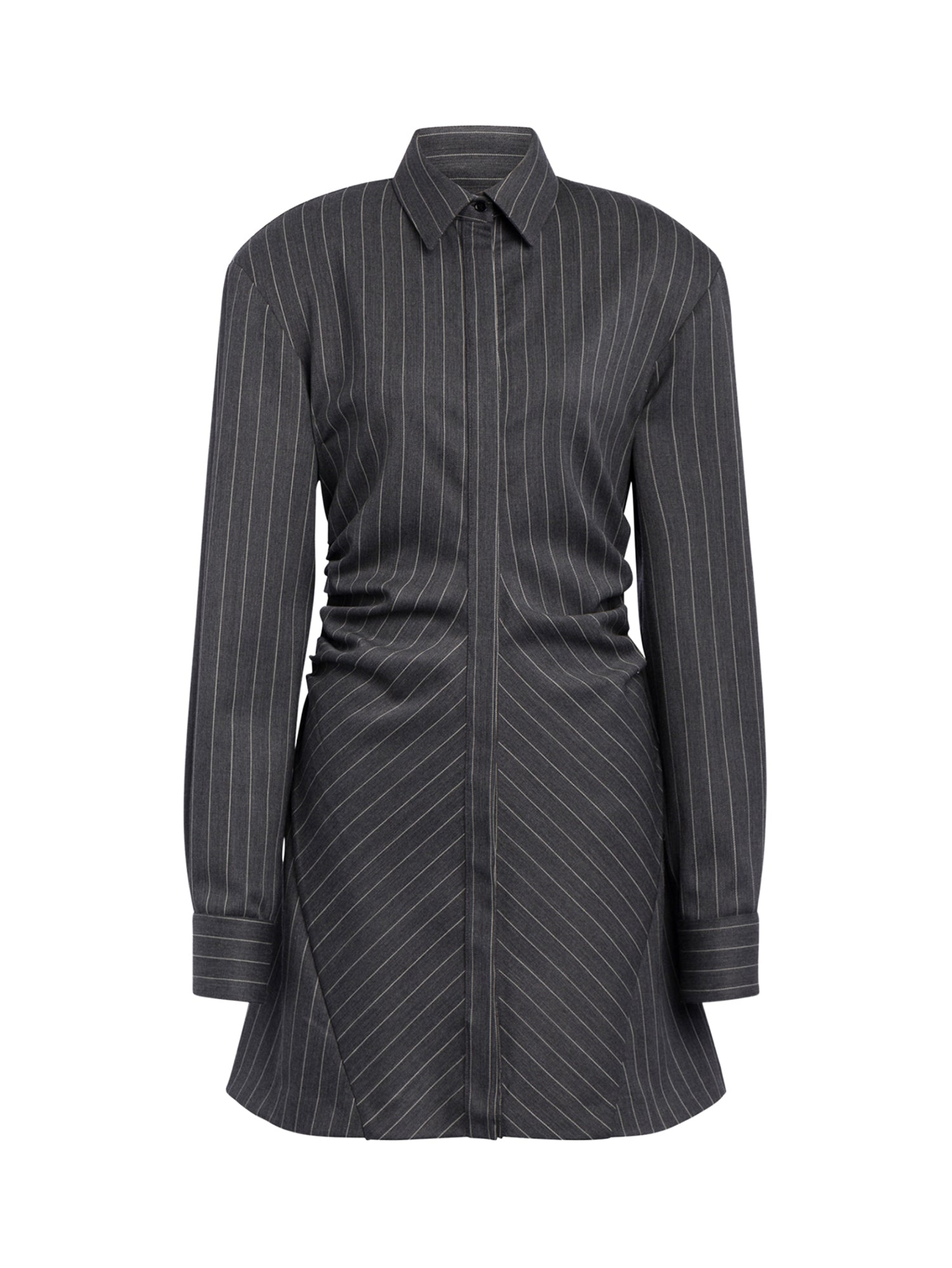 Miniabito chemisier in fresco di lana gessato DA569 ES0080D903 DONDUP 