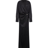 Abito lungo chemisier in fresco di lana gessato DA570 ES0080D999 DONDUP 