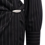 Abito lungo chemisier in fresco di lana gessato DA570 ES0080D999 DONDUP 