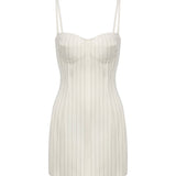 Miniabito bustier in fresco di lana gessato DA571 ES0080D001 DONDUP 